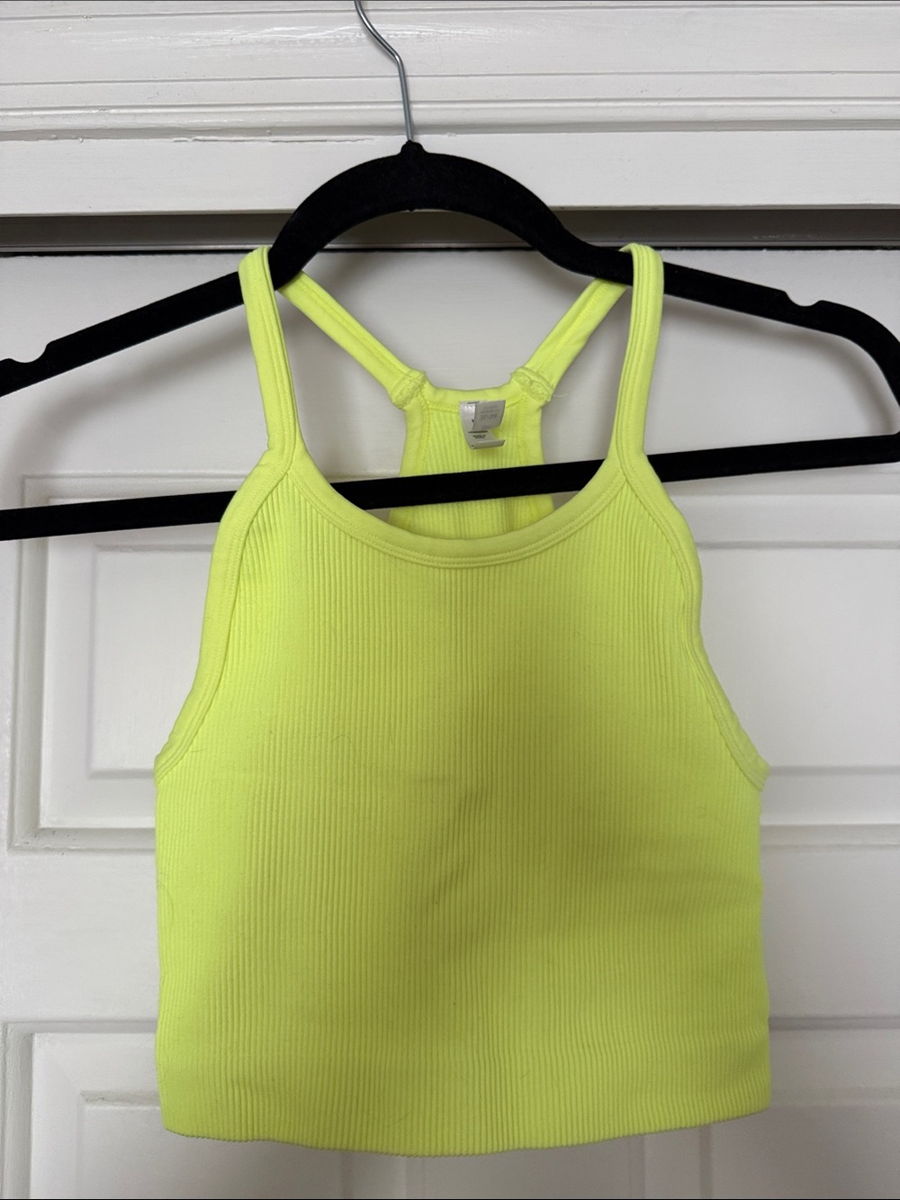 Zenana Outfitters Neon Yellow Ribbed Racerback Crop Tank